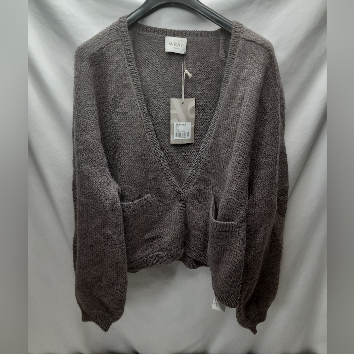 Wrap London Cropped Cardigan In Grey Smoke